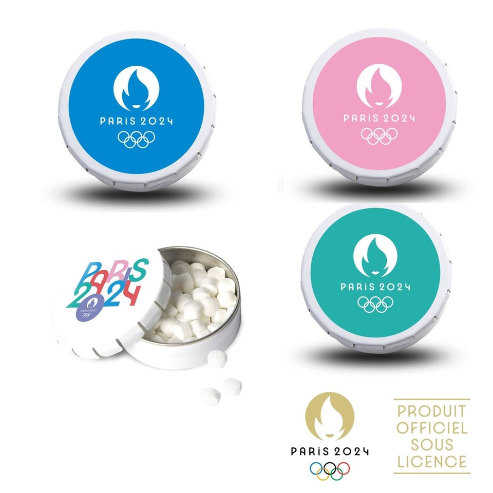 Logo Olympische Spelen 2024 Parijs mint snoepjes