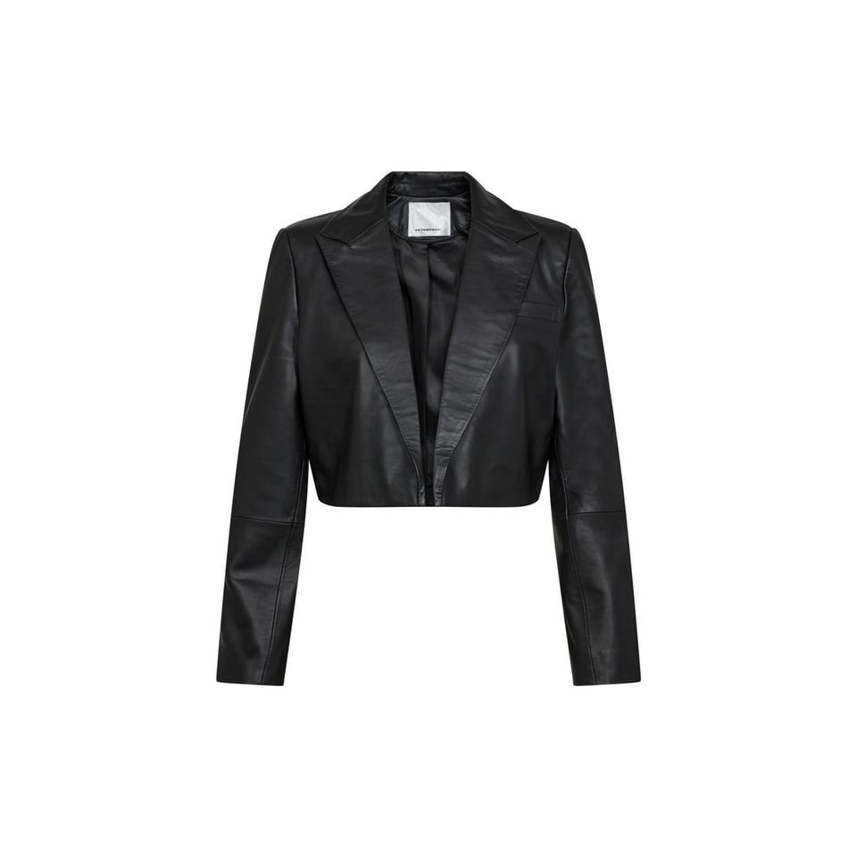 Co'Couture Phoebe Leather Crop Blazer - Black