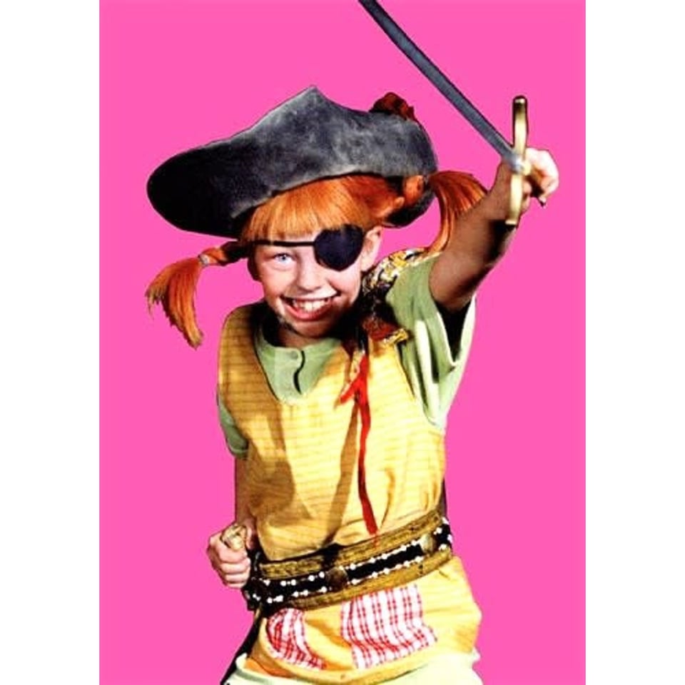 Pippi Langkous Postkaart - Pippi Als Piraat