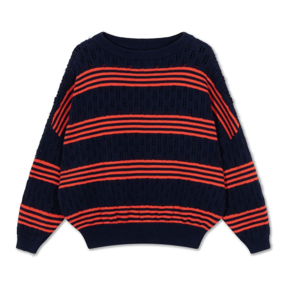 Repose Ams Knit Slouchy Sweater Ajour Stripes