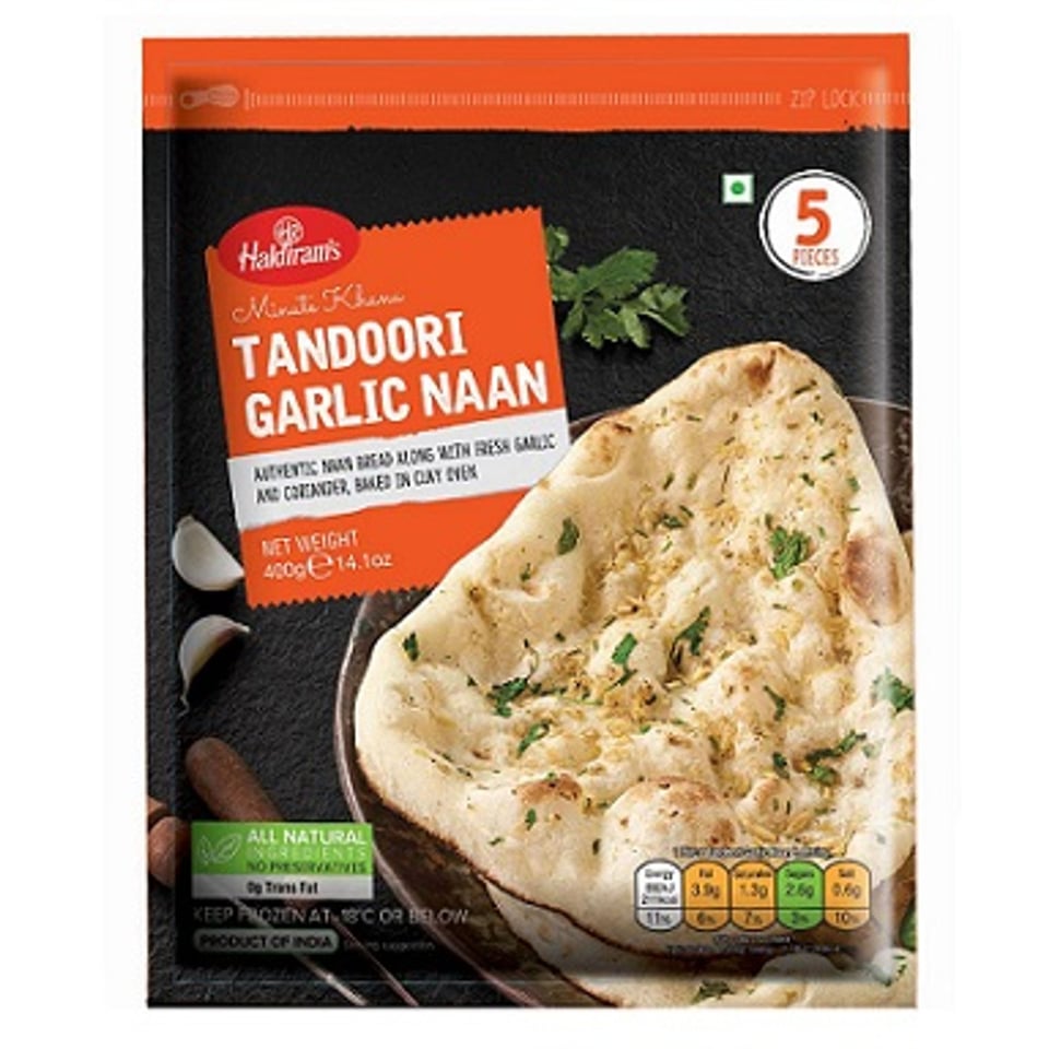 Haldiram's Tandoori Garlic Naan 400 Grams ( 5 Pieces )