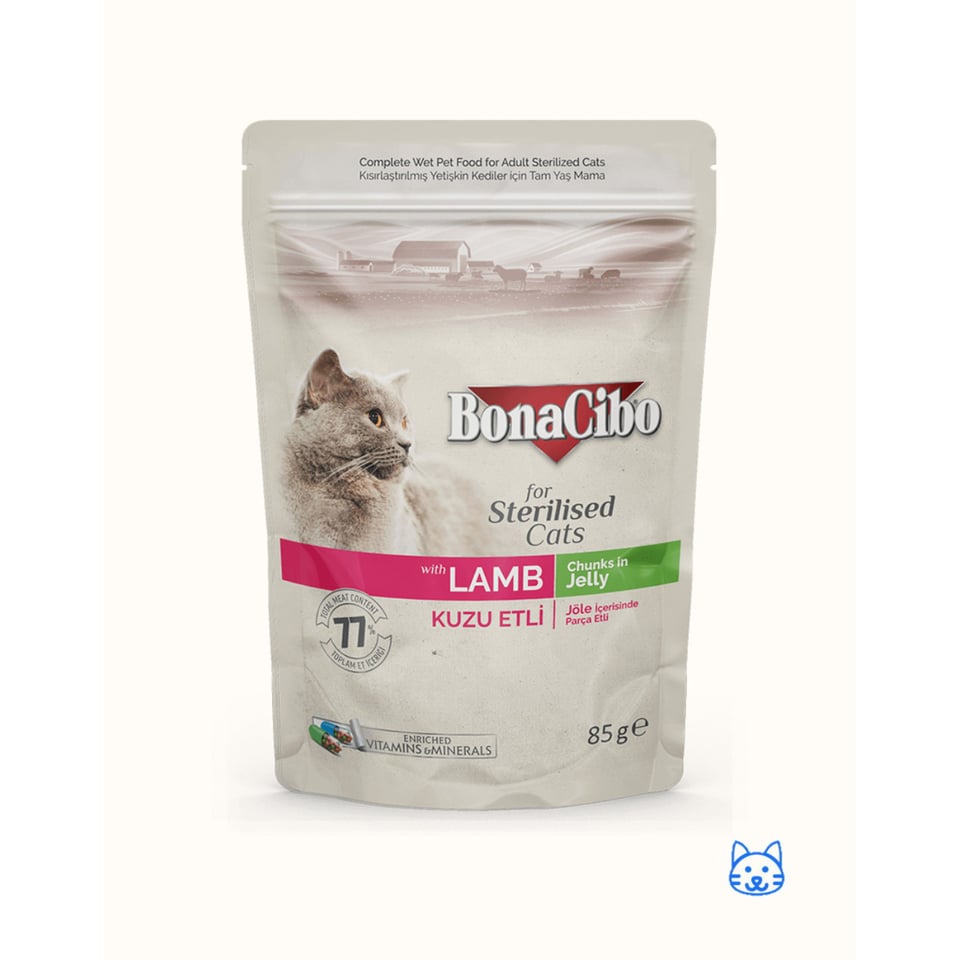 Bonacibo Bonacibo Pouch Sterilised Lam Kattenvoer 12 X 85gr