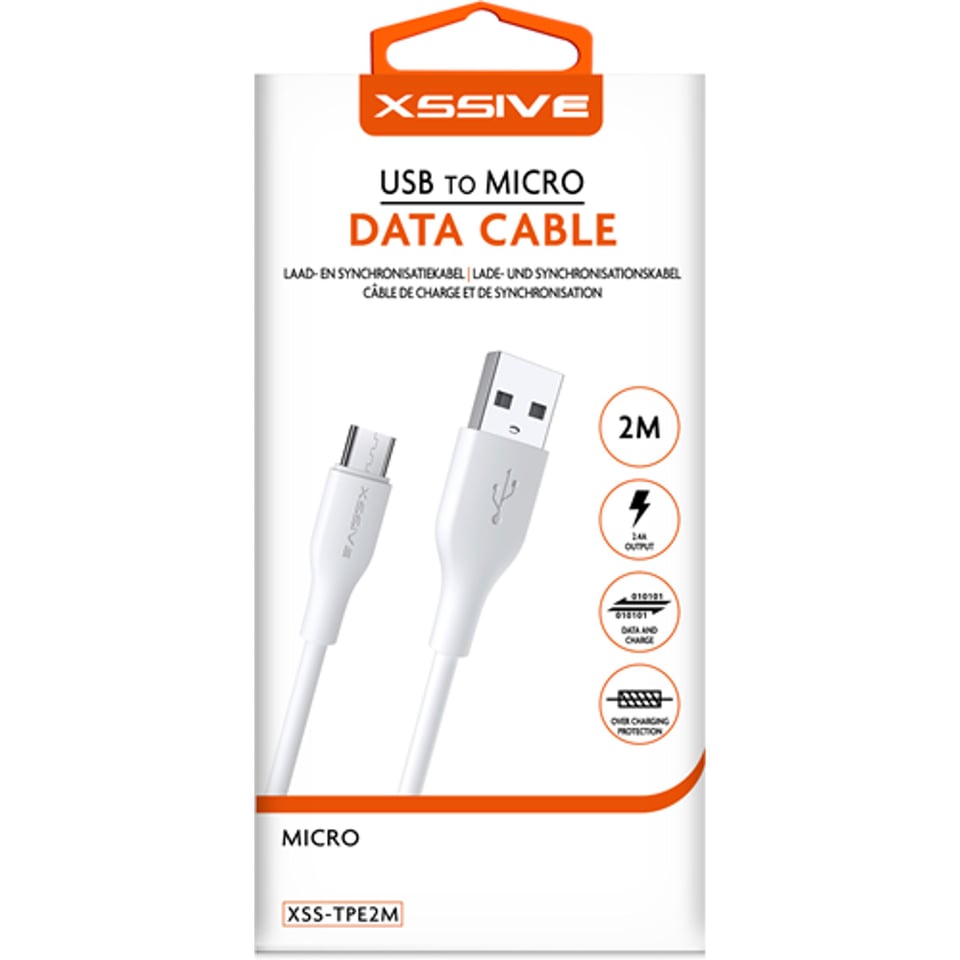 Xssive TPE Serie USB to Micro Cable 3m - Wit
