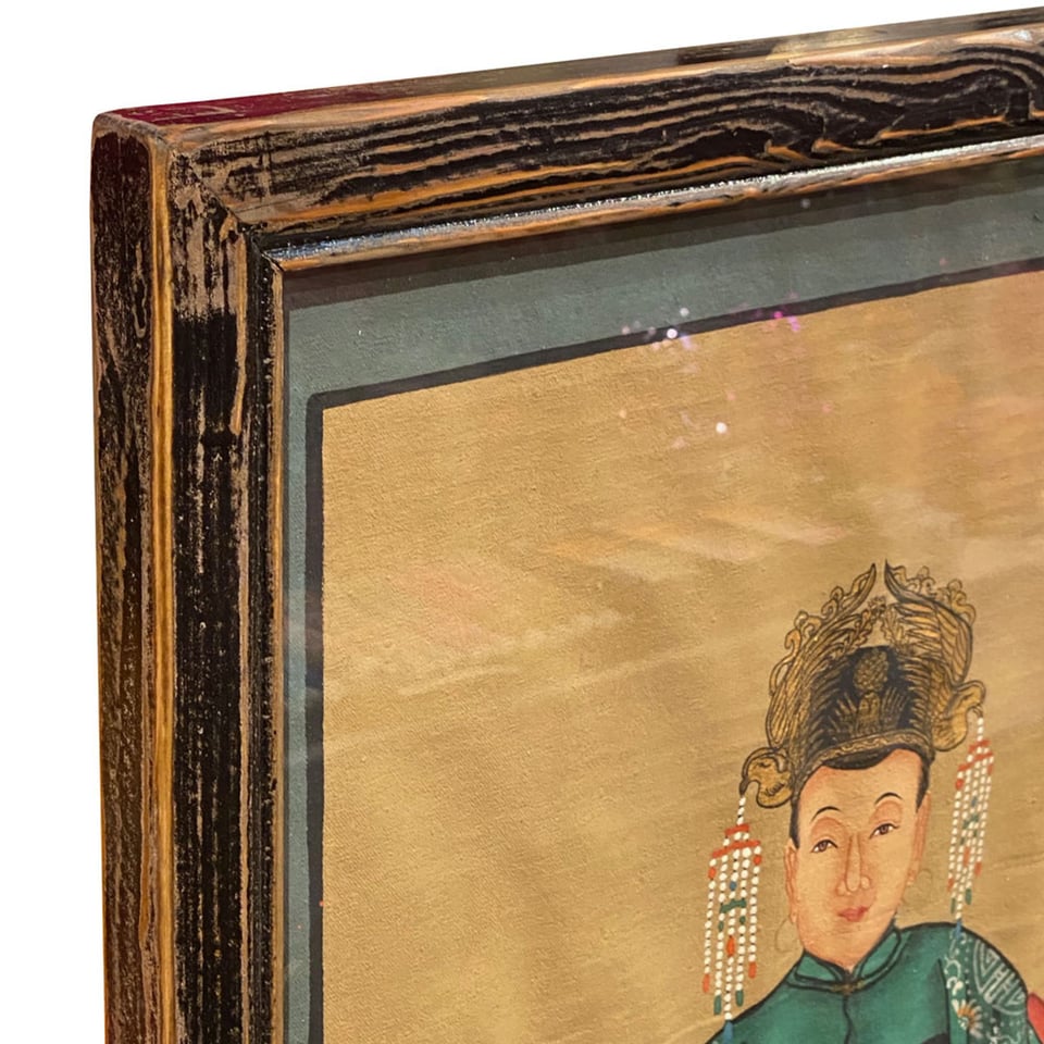 Schilderij Chinese Voorouder Kroon Groen Multi 56x91cm Ingelijst