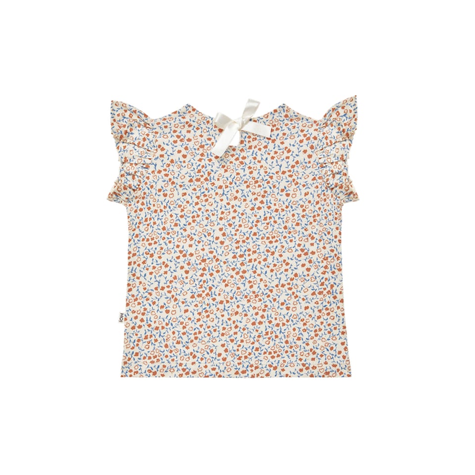 House of Jamie Ruffled Tee Peach Blush Mini Floral