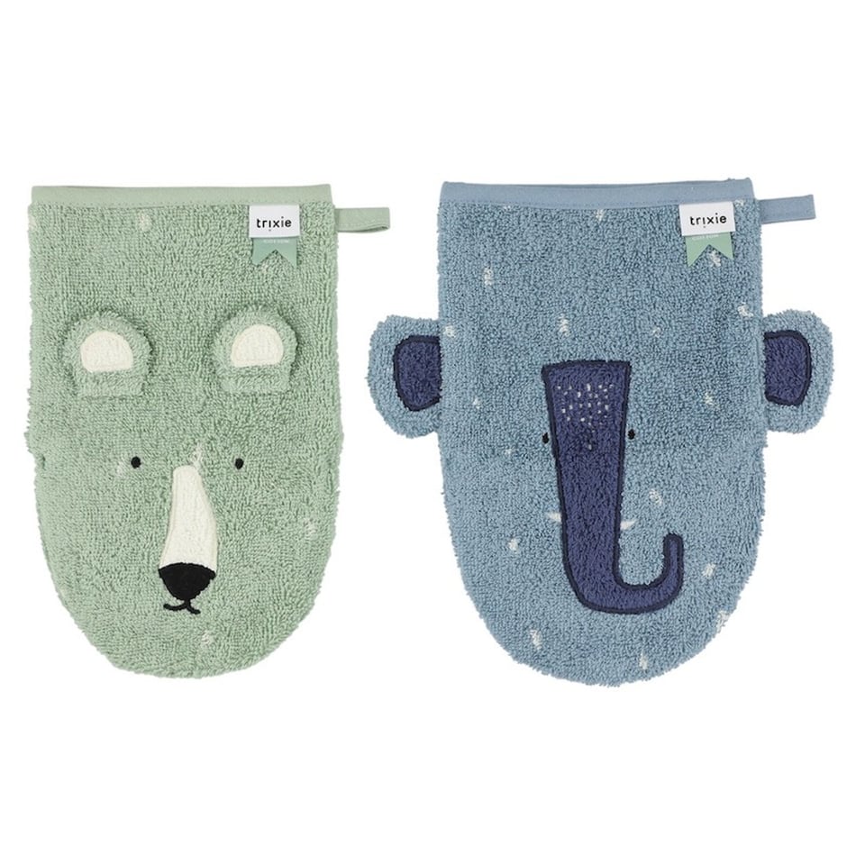 Trixie Washandje 2-Pack Mr. Polar Bear - Mrs. Elephant