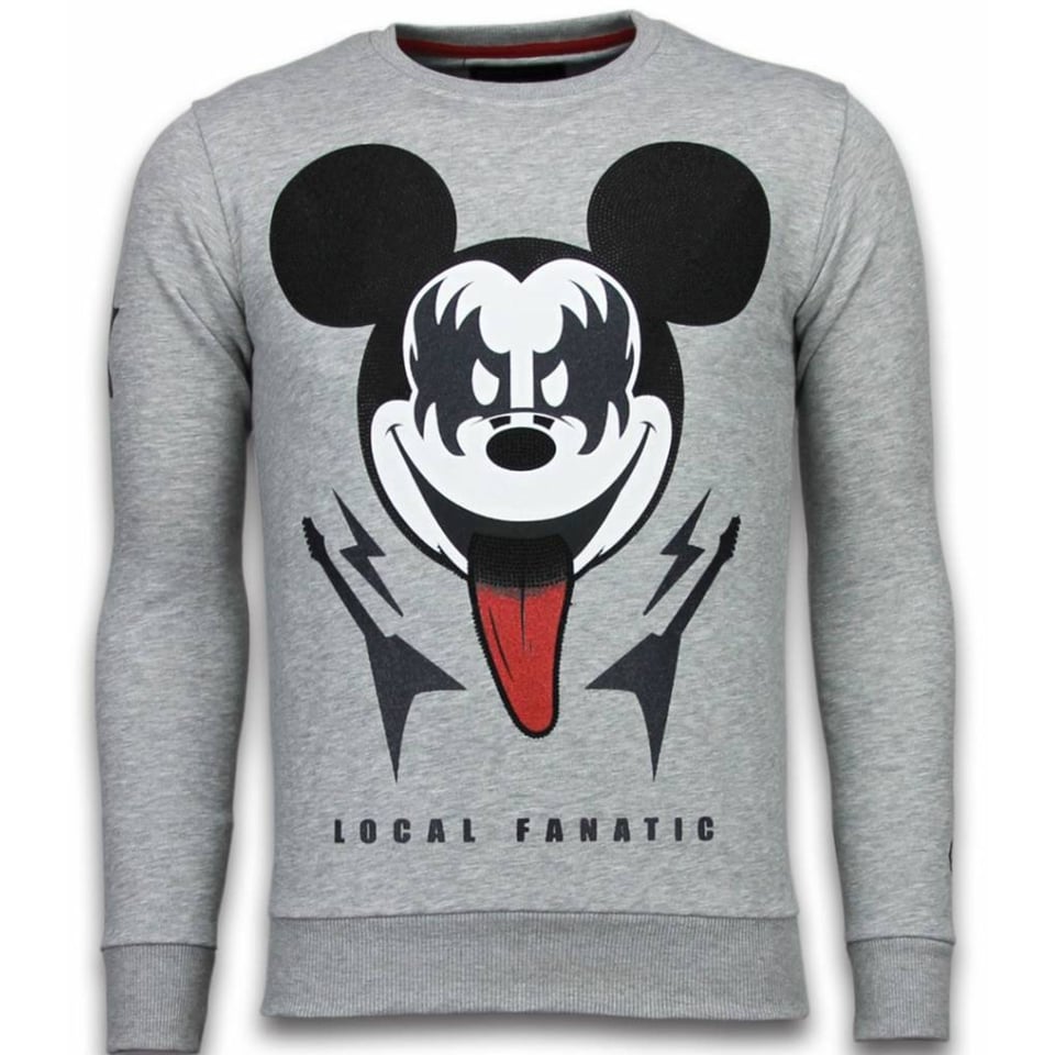 Kiss My Mickey - Rhinestone Sweater - Grijs