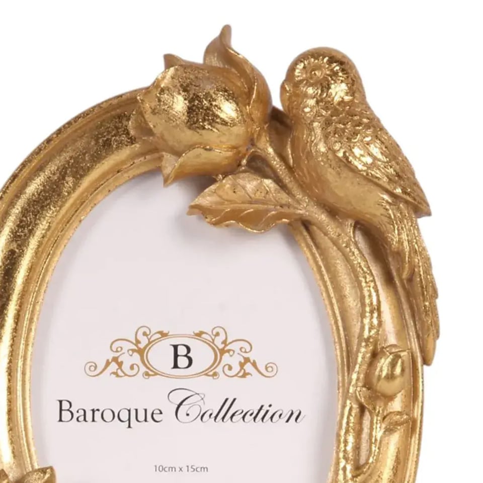 Fotolijstje Baroque Vogel en Bloem Goud 15x21cm - Foto 10x15cm