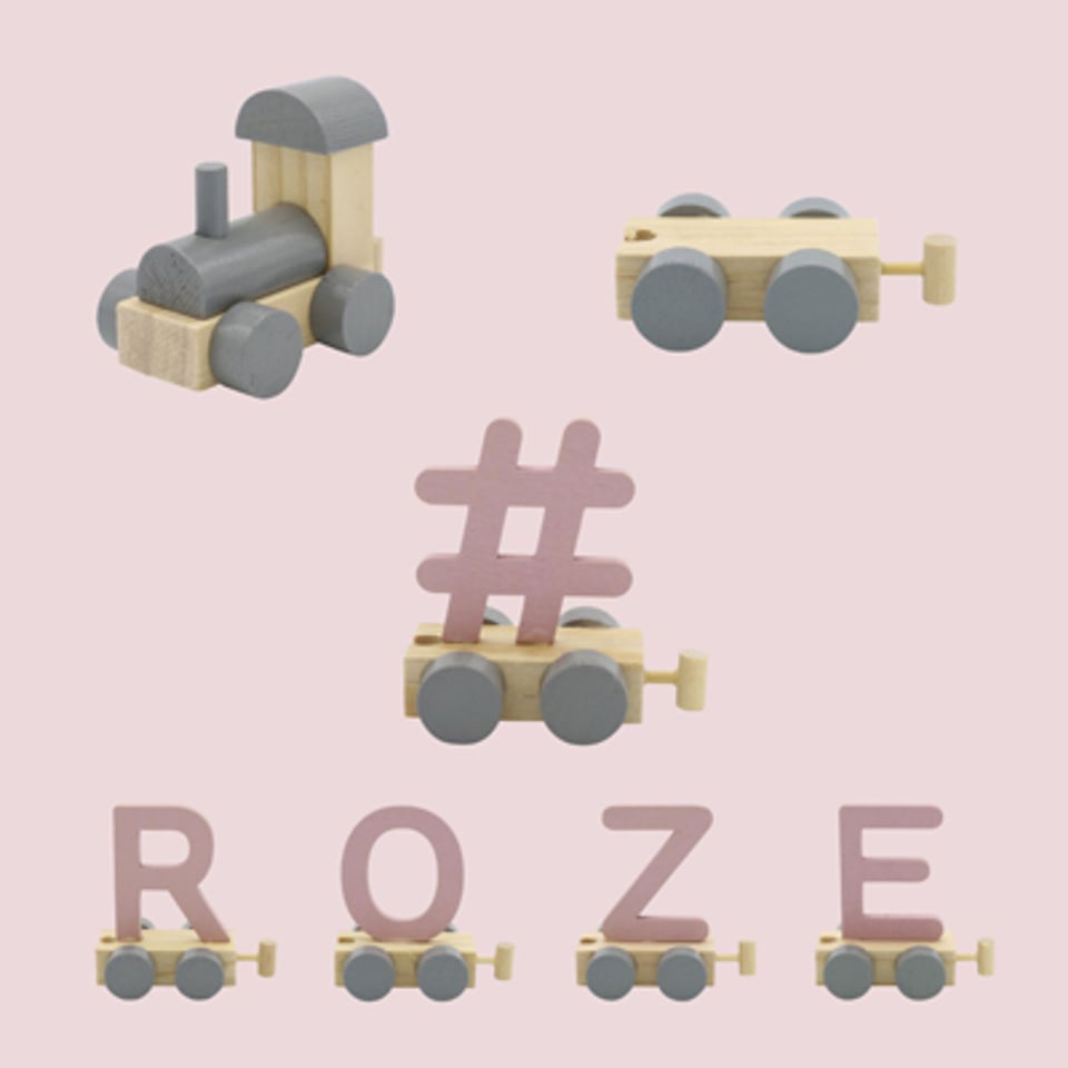 Houten Treinletter U Roze