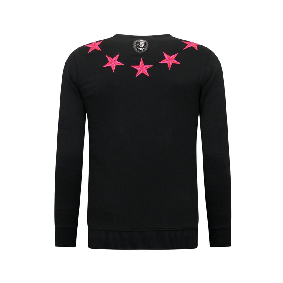 Heren Sweater - Royal Stars - Zwart / Roze