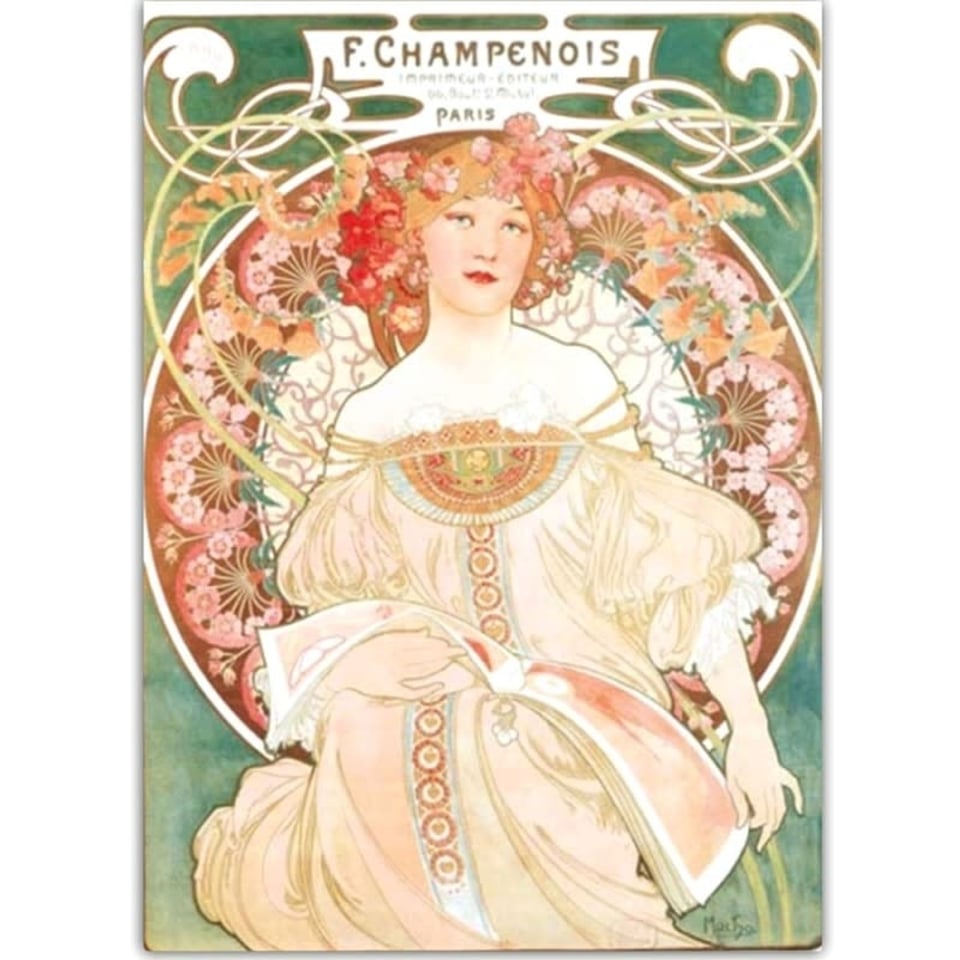 Postkaart - Alphonse Mucha - Reverie - Dromen
