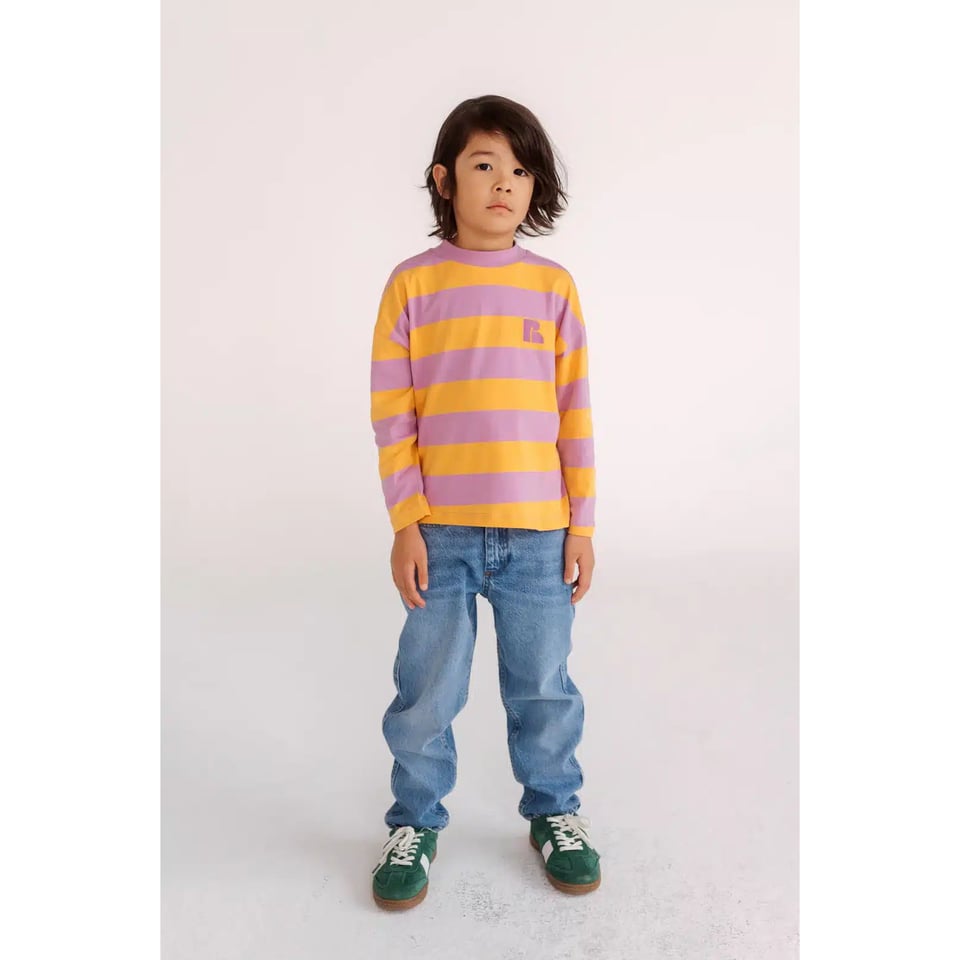 Repose Ams Oversized Boxy Long Sleeve Orchid Marigold Block Stripe