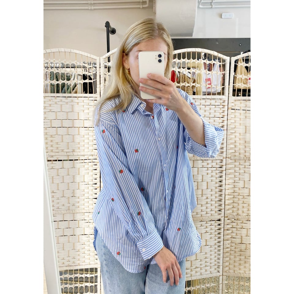 Cotton Strawberry blouse - Blue