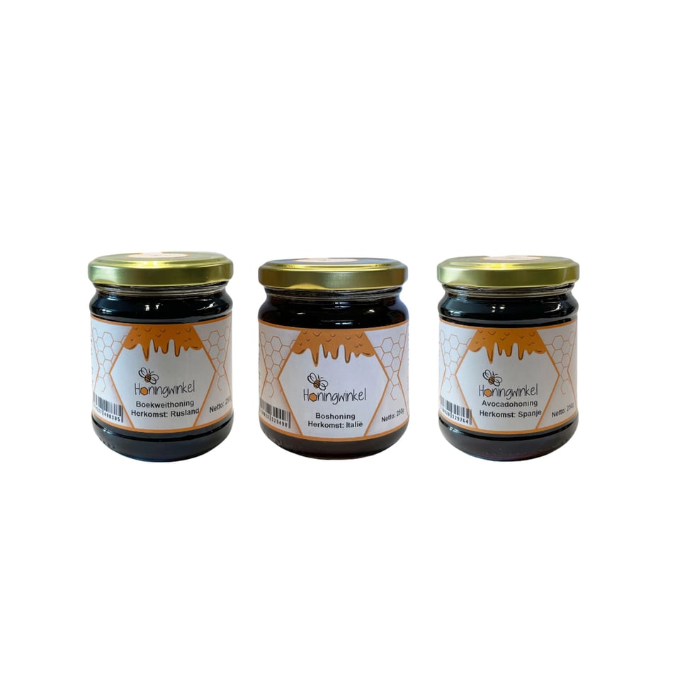 Donkere Honingsoorten Proefpakket  3 x 250g (totaal 750g)