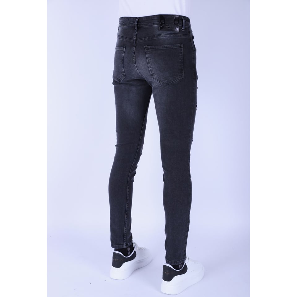 Ripped Jeans Voor Mannen Slim Fit Met Stretch - 1104 - Zwart