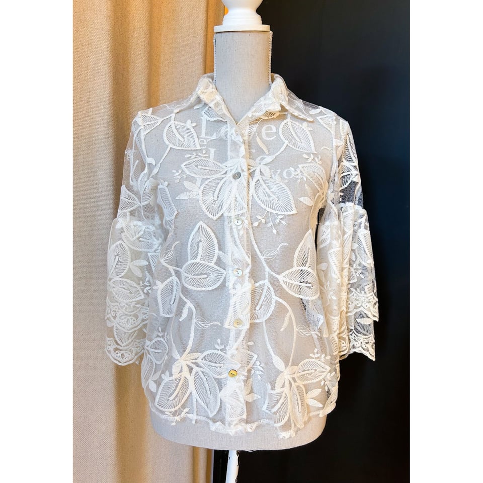 Voile Lace blouse - Cream - Onesize