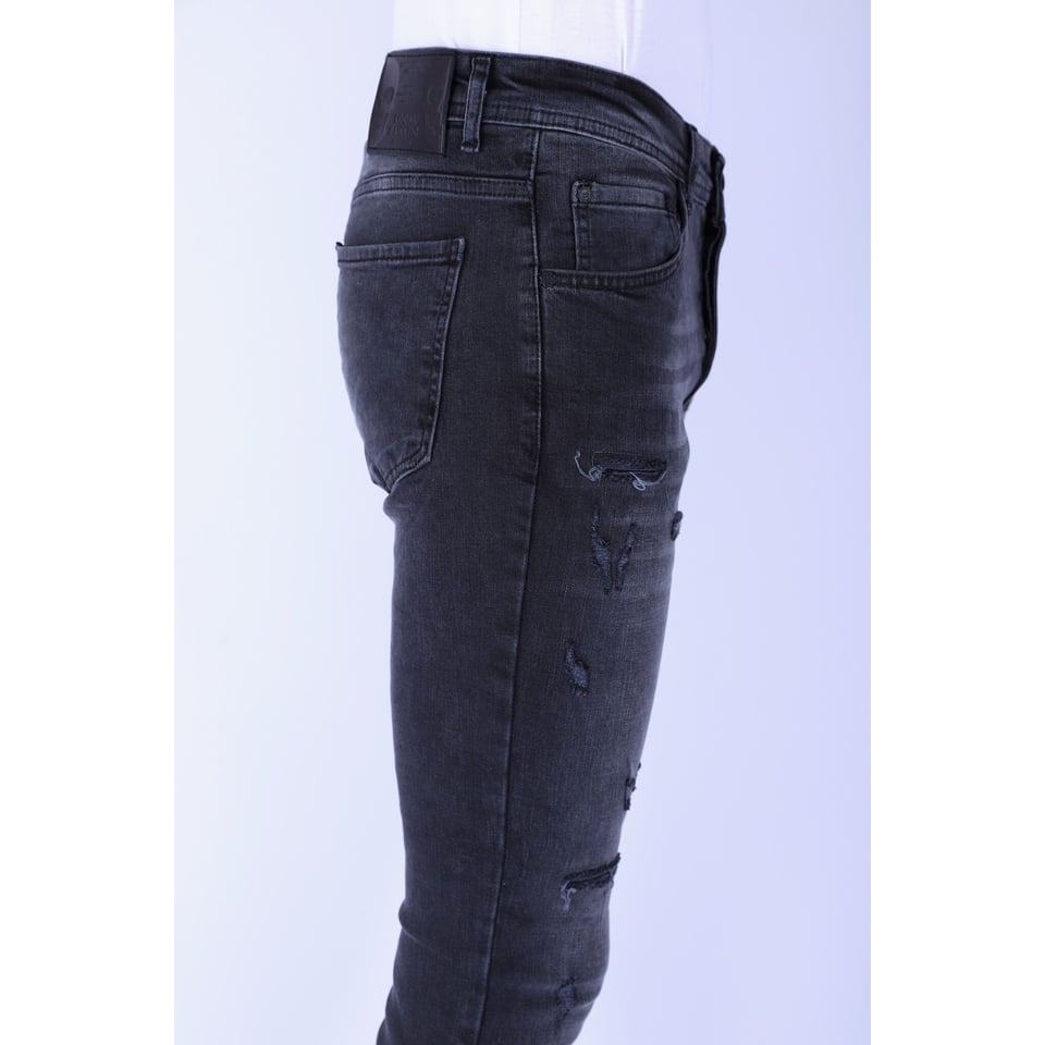 Ripped Jeans Voor Mannen Slim Fit Met Stretch - 1104 - Zwart