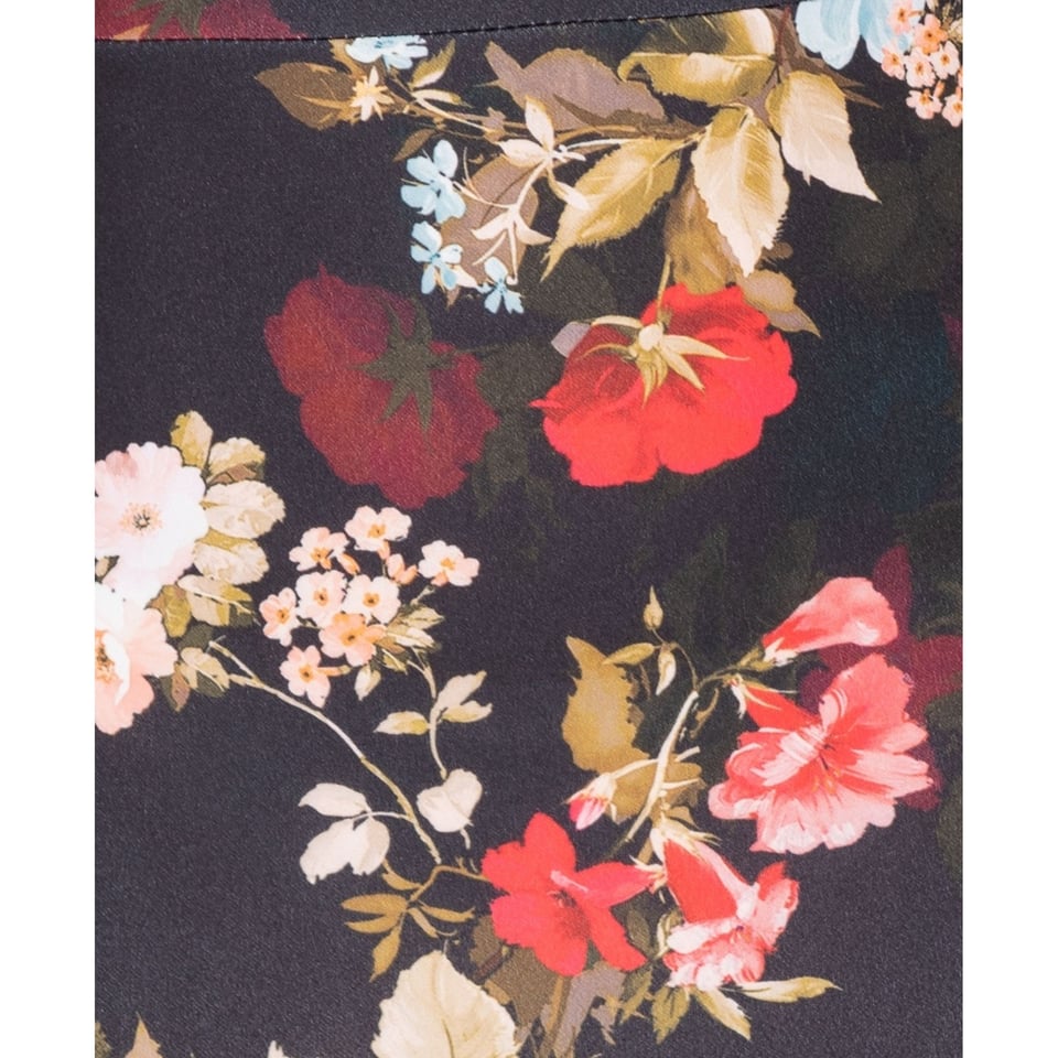 Floral Print Puffed - Bodycon Mini Dress - Dames - Zwart - Maat: One Size