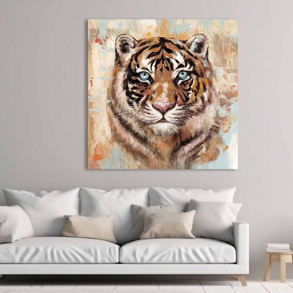 Schilderij Tijger Canvas 100x100cm