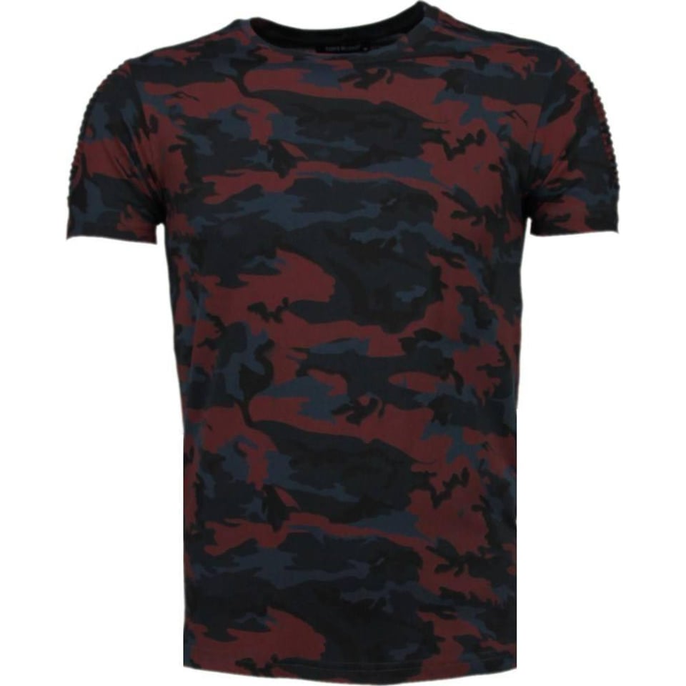 Camouflage Print Ribbel - T-Shirt - Bordeaux