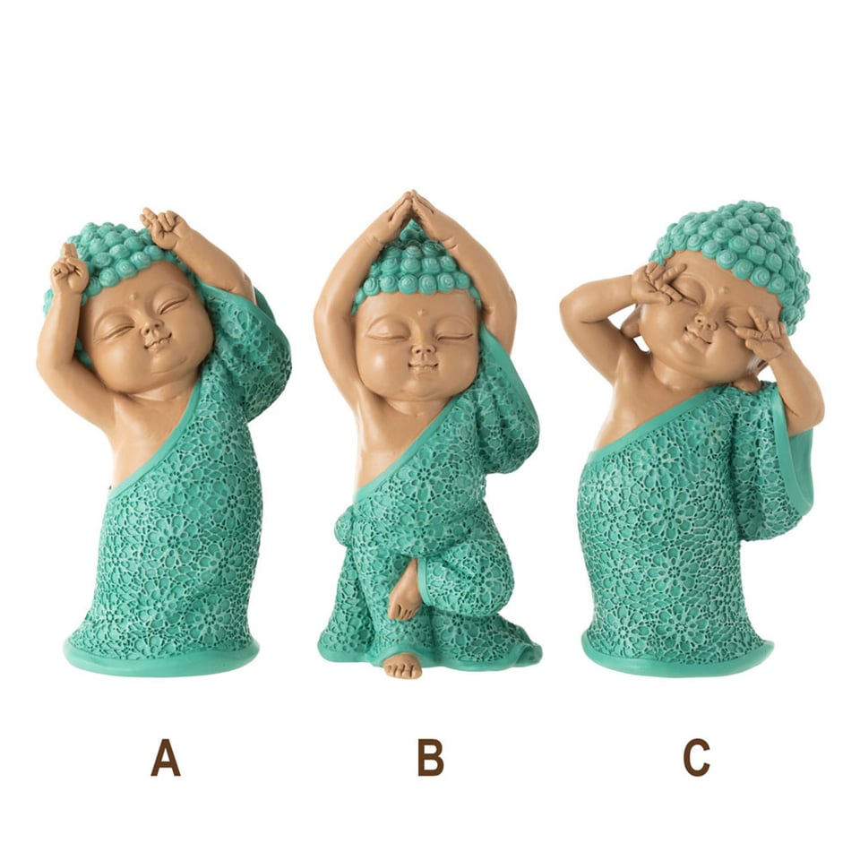 Beeldje Boeddha Grappig 13x20cm 2 Kleuren 3 Vormen