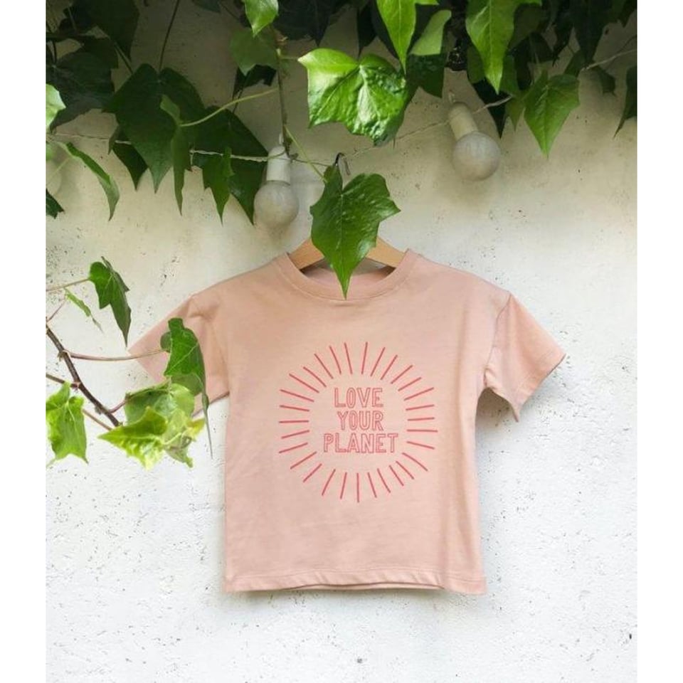 French PoÃsie T-Shirt Love Your Planet Rose