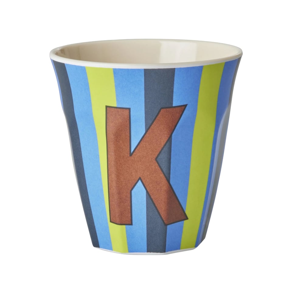 RICE Melamine Beker Letter K Blauwe Thema Strepen