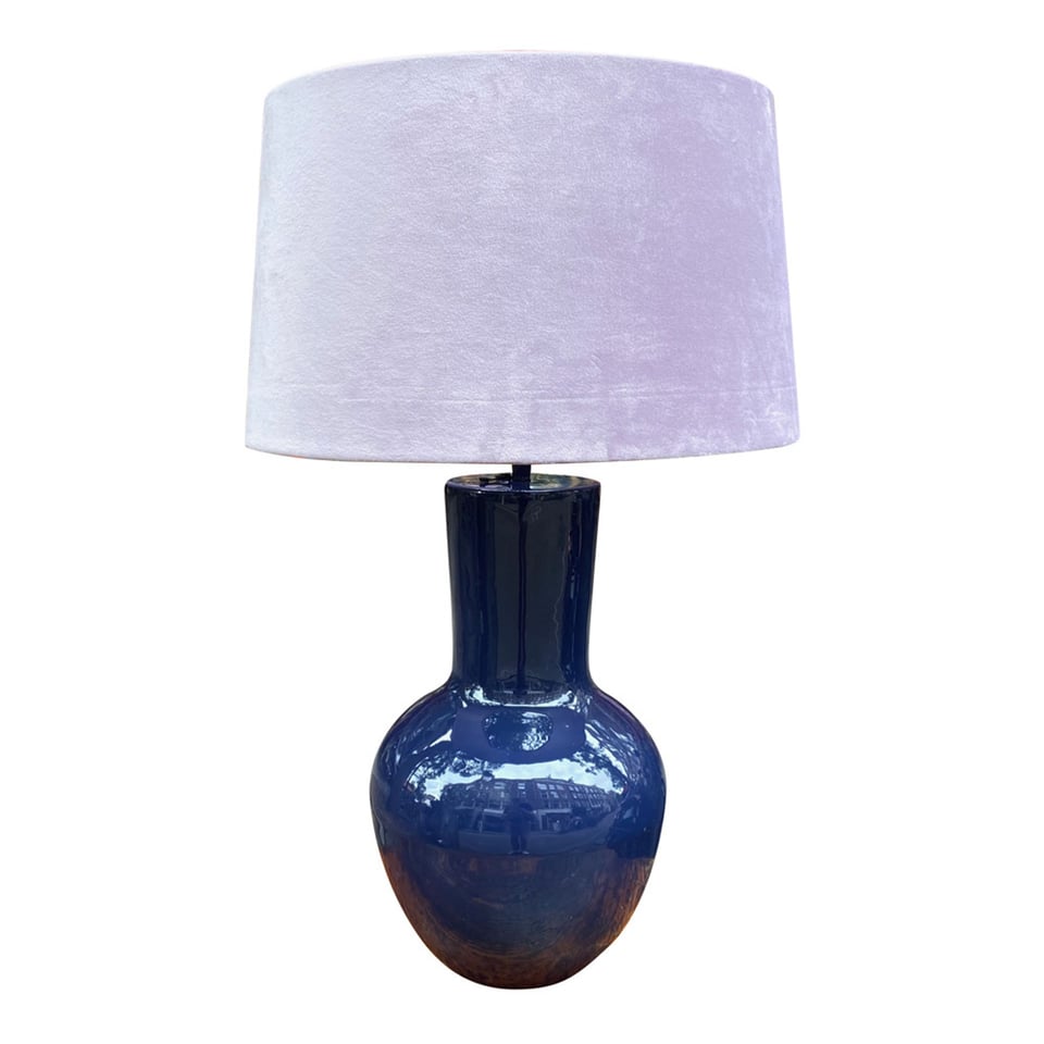 Tafel Lamp Indigo Blauw Metaal 25x48cm Geëmailleerd