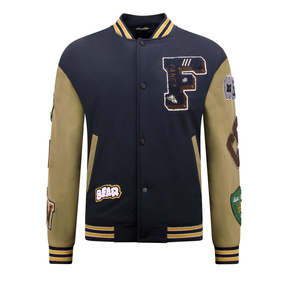 Oversized Letterman Jacket Heren - 8633 - Navy