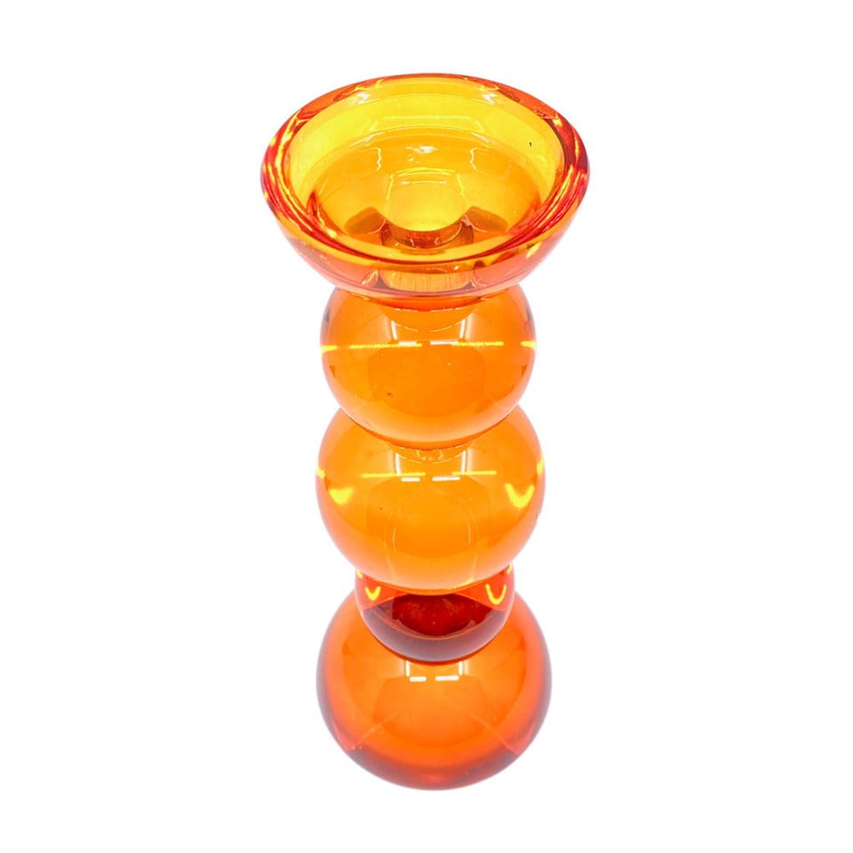 Kandelaar Votief Oranje Kristal Glas 12x30cm