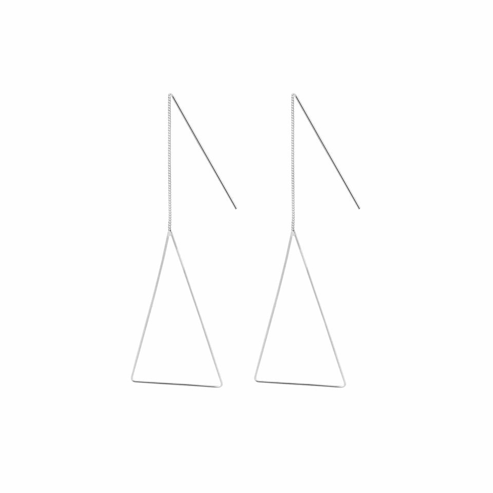 Silver Hanging Earrings with Triangle