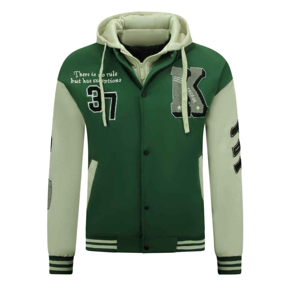 College Jack Heren Oversized Met Capuchon - 8630 - Groen