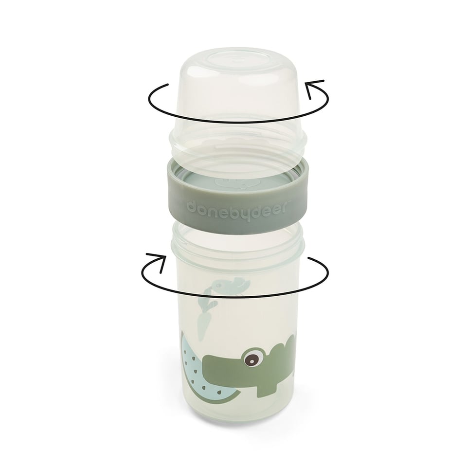 To Go 2-Way Snack Container L Croco Green