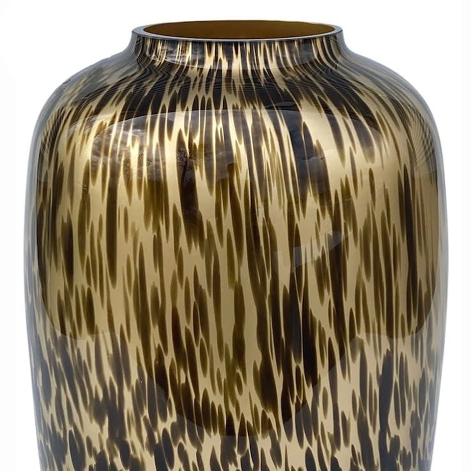 Vaas Cheetah Panter Zwart-Goud Glas 32x45cm