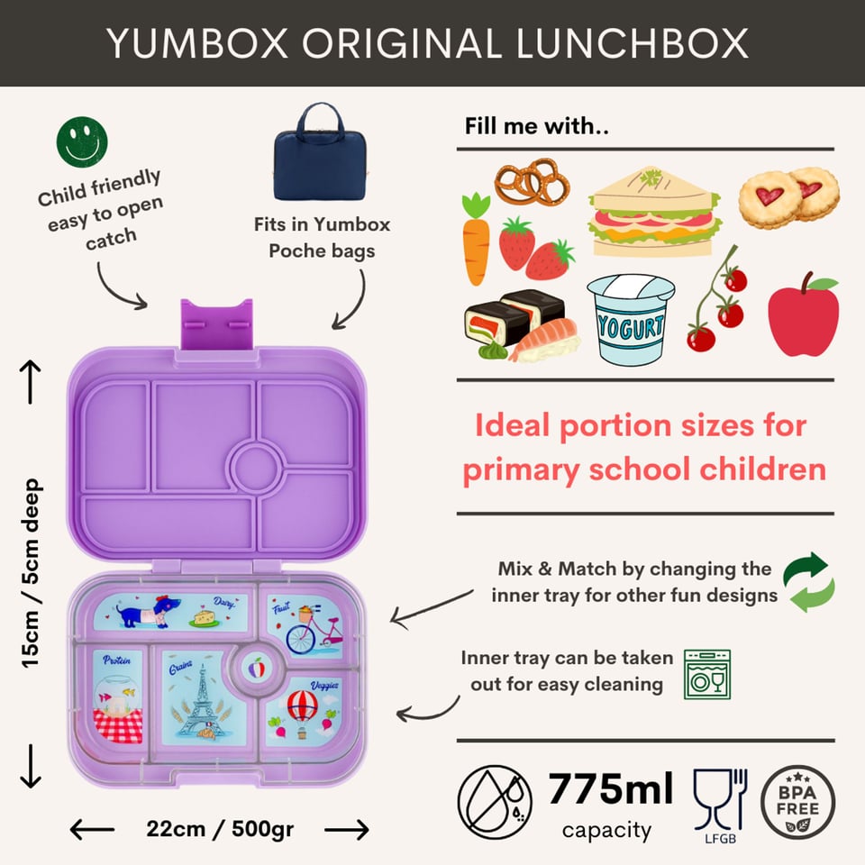 Yumbox Original 6 Vakken Lulu Purple / Paris - Lulu Purple / Paars