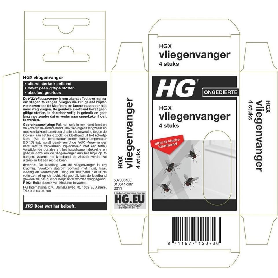 HGX Vliegenvanger - 4 Stuks - Bevat Geen Giftige Stoffen - Zeer Sterke Kleefband - Geurloos