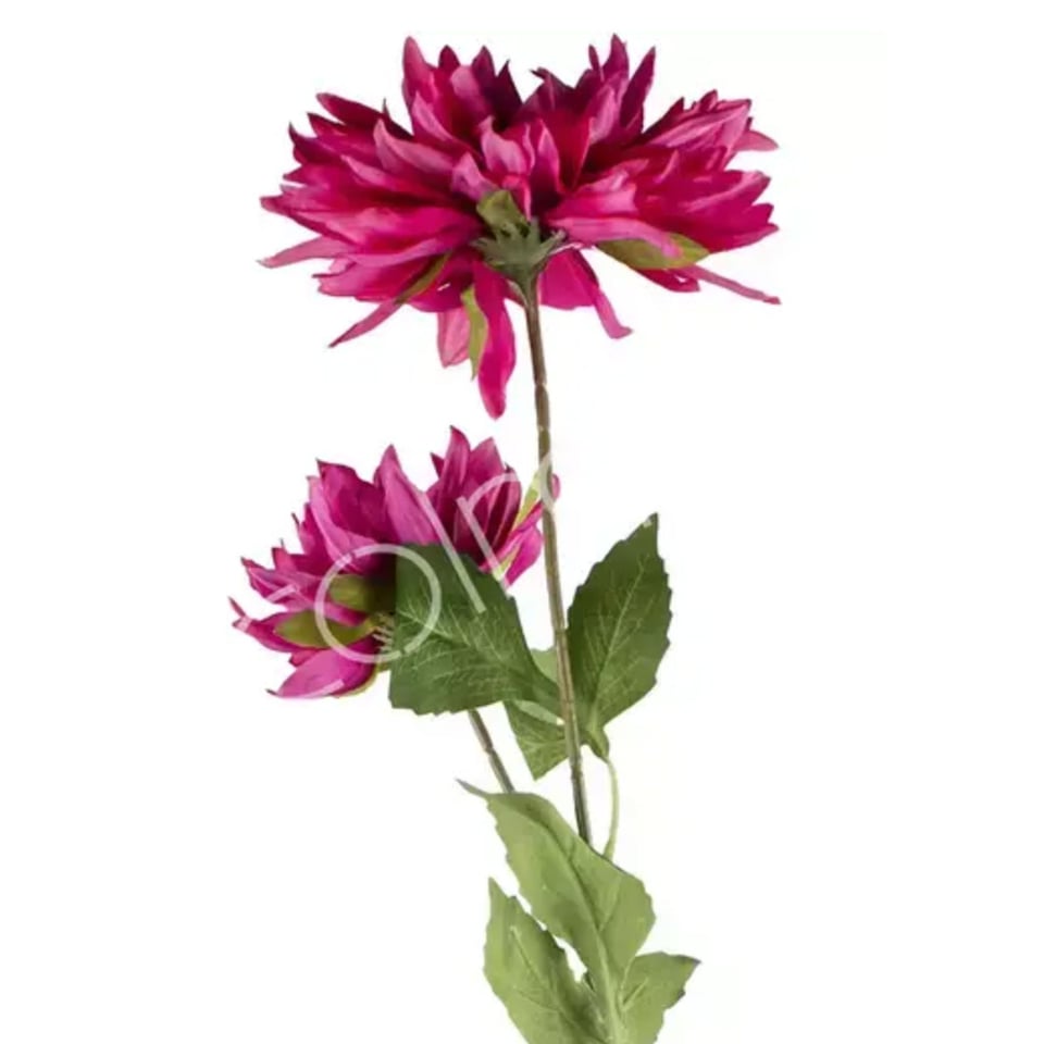 Kunstbloem Dahlia Fuchsia 2 Bloemen Op Steel 80cm