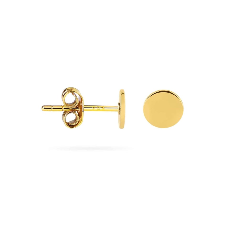 Gold Plated Coin Stud Earrings 7MM