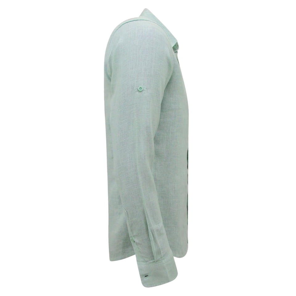 Linnen Overhemd Heren - Regular Fit - Casual Blanco - Groen