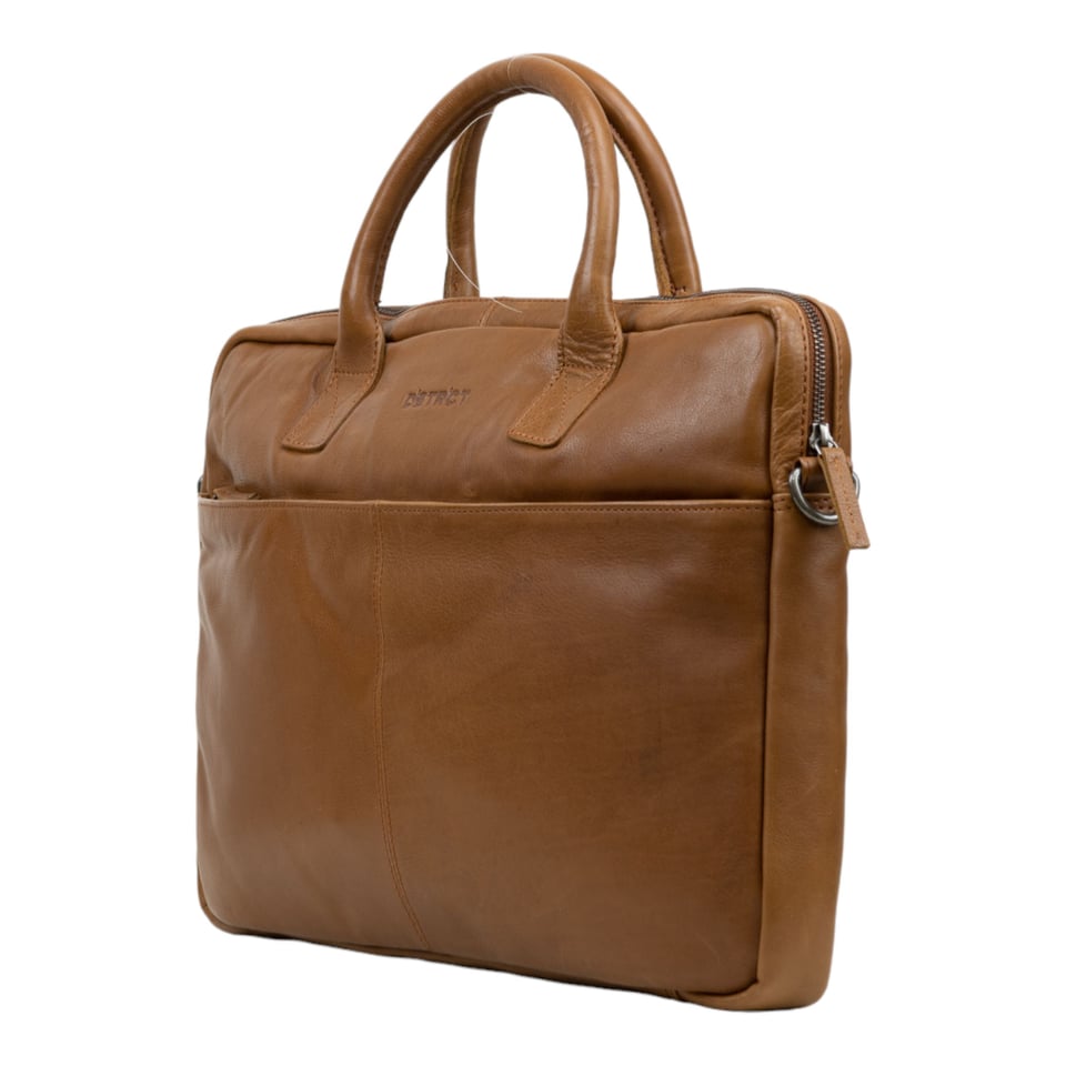 DSTRCT Business Leather Bag State Street single zipper - Cognac