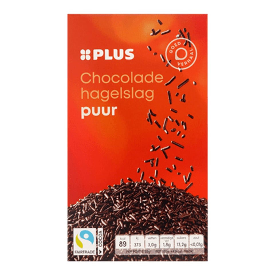 PLUS Chocoladehagelslag Puur Fairtrade