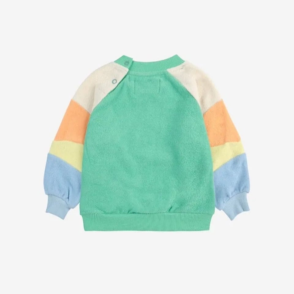 Bobo Choses Green Color Block Terry Cloth Sweatshirt