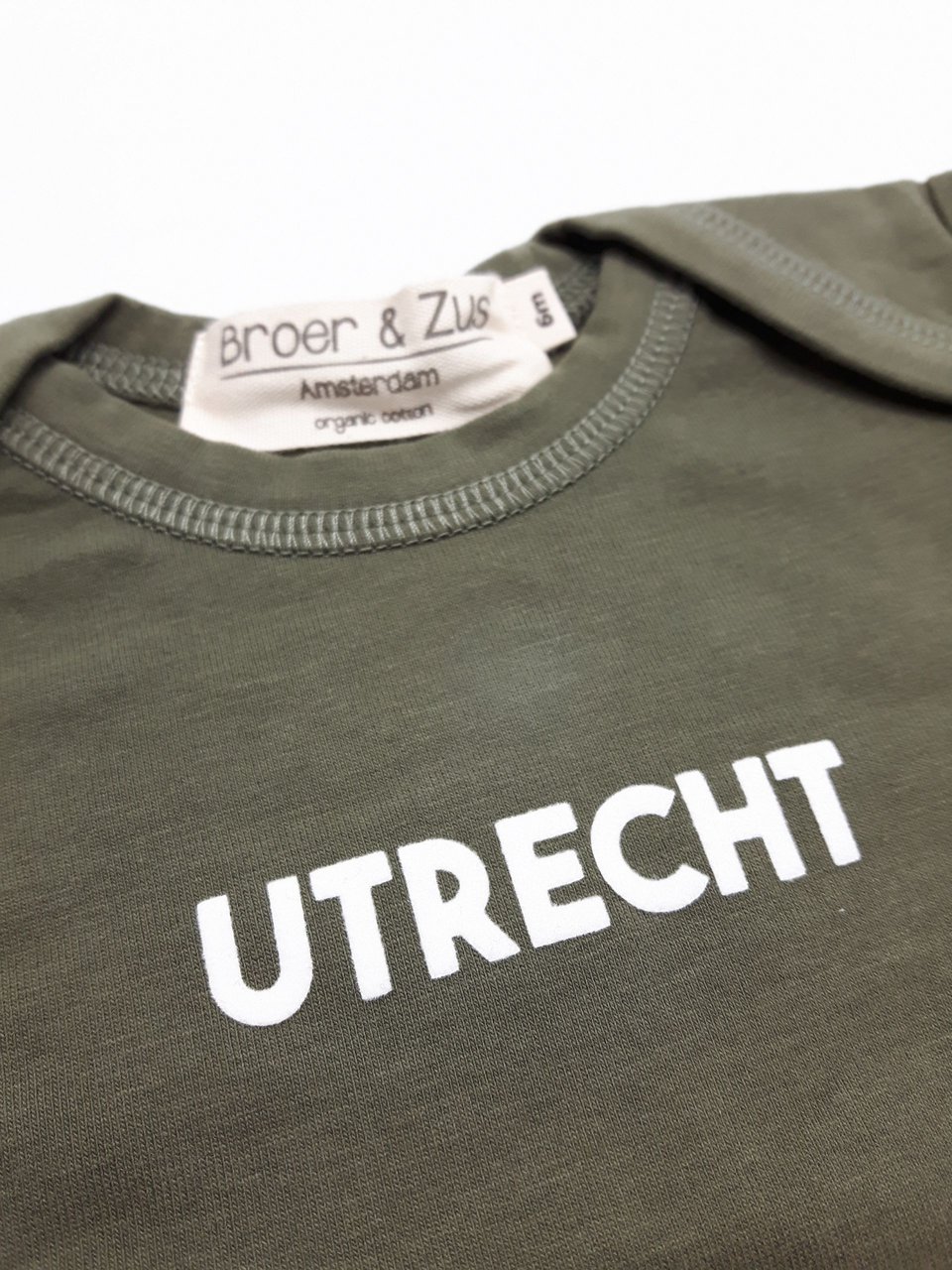 Broer & Zus Utrecht Romper 6m Kakigroen & Wit