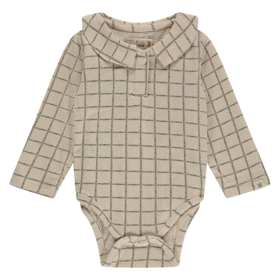 A Tiny Story Baby Romper Checkered Snow