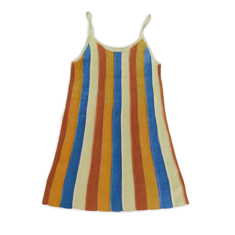 Pleated Dress - Sky Blue/Stripes