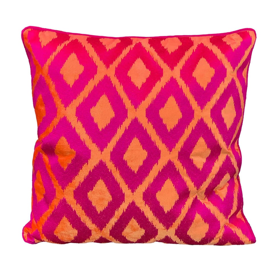 Sierkussen Triangel Oranje Fuchsia 50x50cm Bies