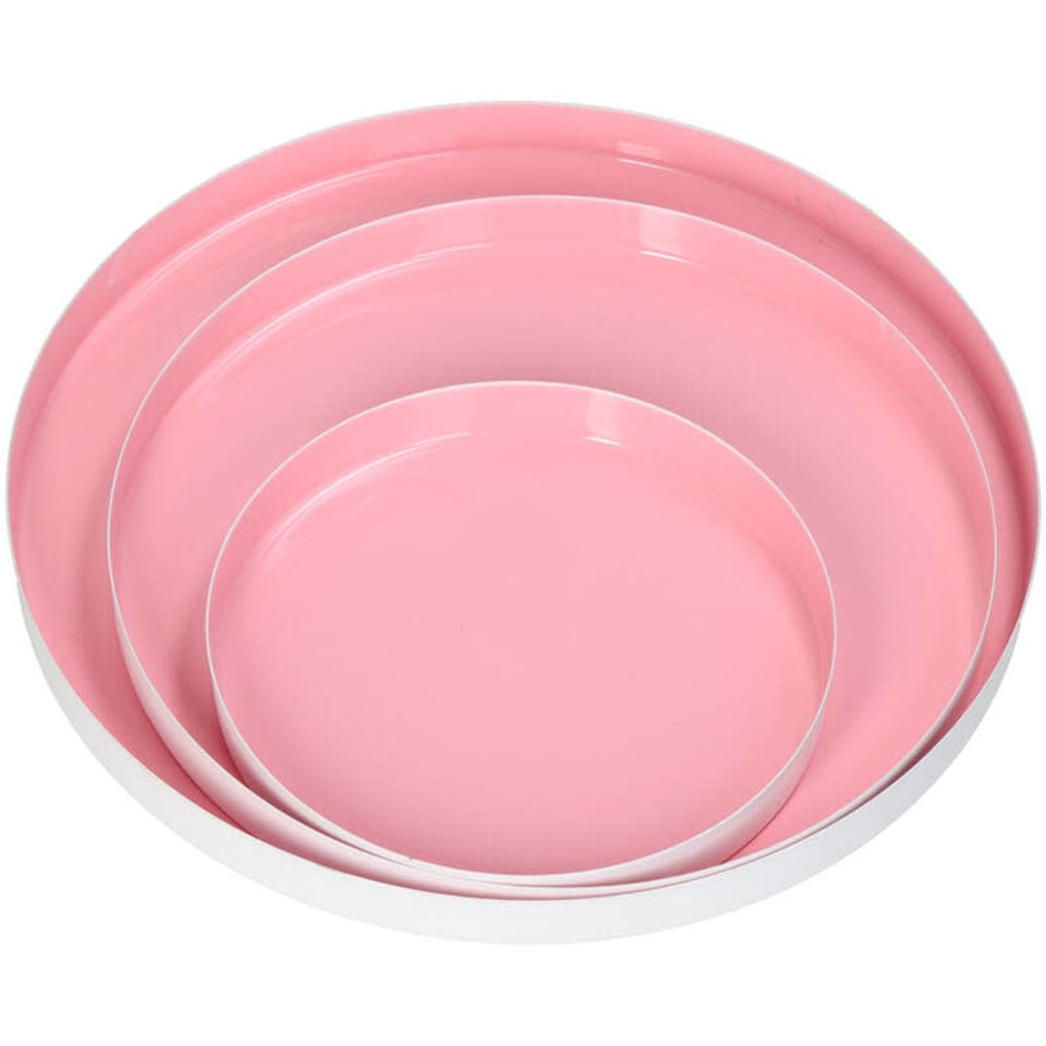 Dienbladen Metaal in Roze en Geel (Set/3) - Color: Geel - Size: 26x26x2cm