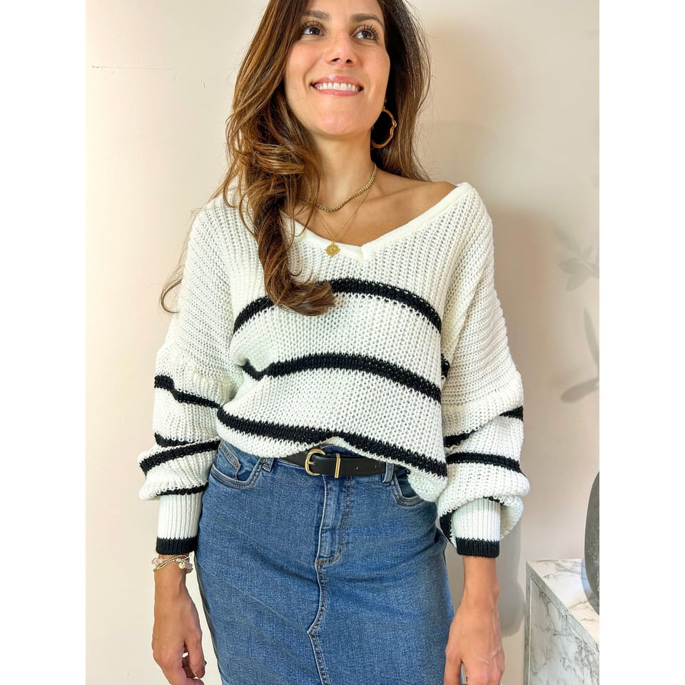 French Knitted Jumper - White - OneSize