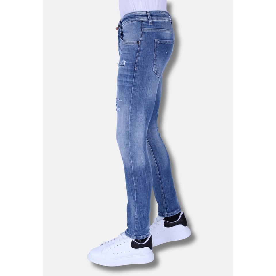 Stonewashed Slim Fit Heren Jeans Met Stretch -1098 - Blauw