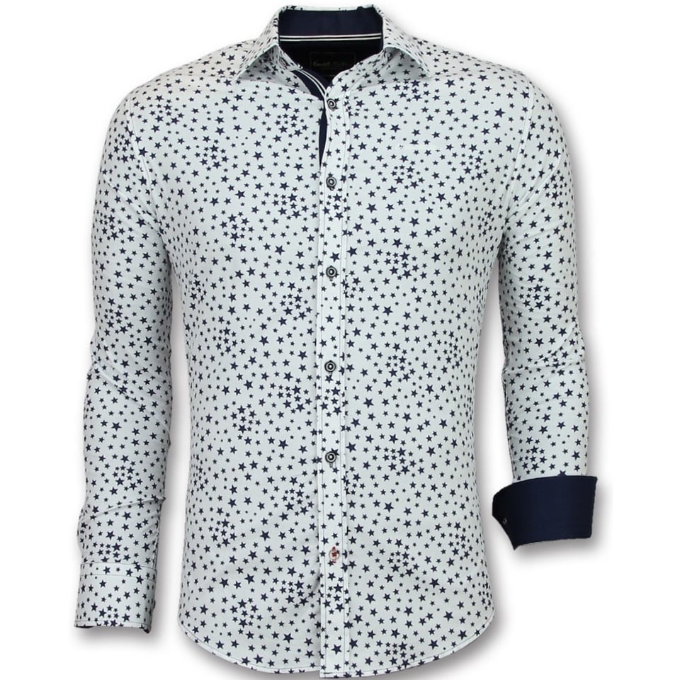Australië systeem Herhaal Heren Overhemden Regular Fit - Bloemen Blouse Mannen - 3007 - Wit | Peddler